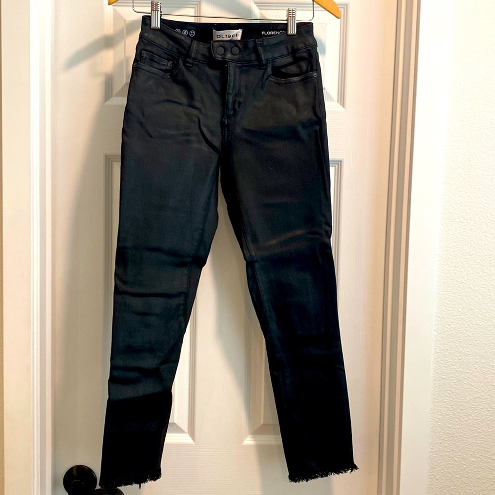 DL1961 Black Denim with Leather-like Finish